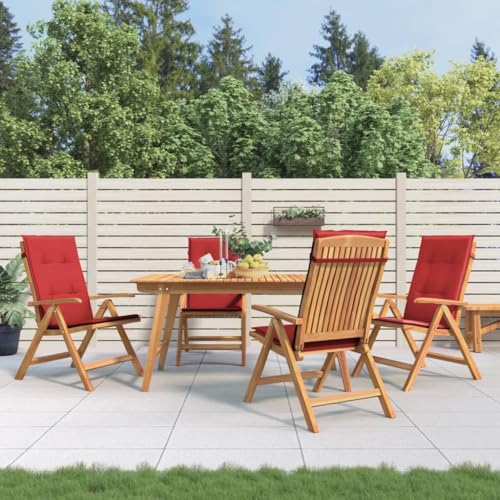 Gartenstühle mit Kissen 4 STK. Massivholz Teak,Verstellbarer Teakholz Gartenstuhl Set mit bequemen Kissen Außenbereich Terrassen Sitzmöbel, Gartenmöbel & Zubehör