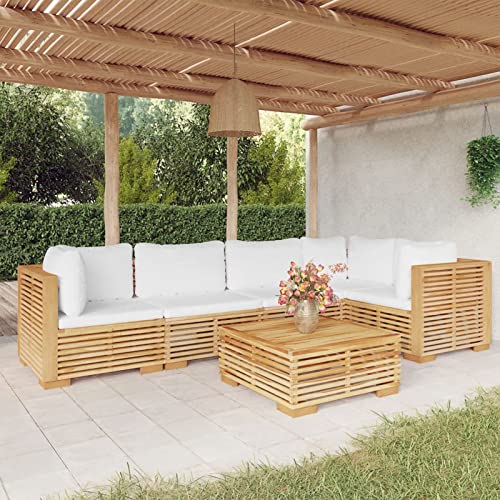 Juroupi 6-TLG. Garten-Lounge-Set mit Kissen Lounge MöBel Outdoor TerrassenmöBel Balkon MöBel Set Balcony Furniture Massivholz Teak