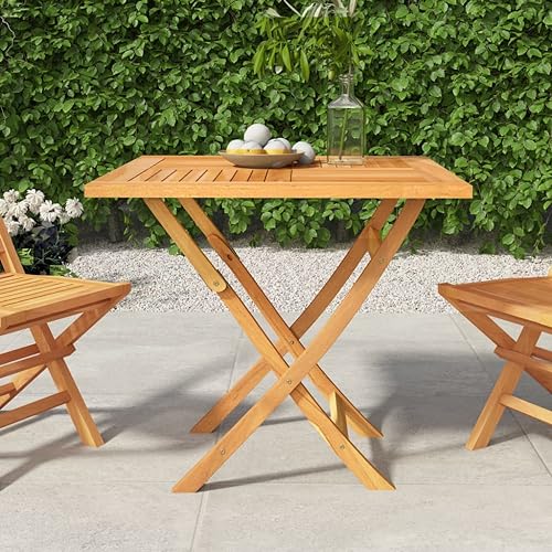 KTHLBRH Balkontisch Gartenmöbel Tisch Terrassentisch Outdoor Tisch Gartentisch Klappbar 85x85x76 cm Teak Massivholz für Rasenflächen, Gärten, Terrassen