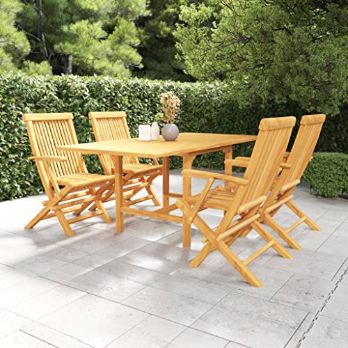 THOYTOUI 5-TLG. Garten-Essgruppe, Lounge gartenmöbel Set Lounge Set Outdoor Lounge möbel Outdoor Terassenmöbel außen Geeignet für Veranda Balkon Terrasse Garten Massivholz Teak