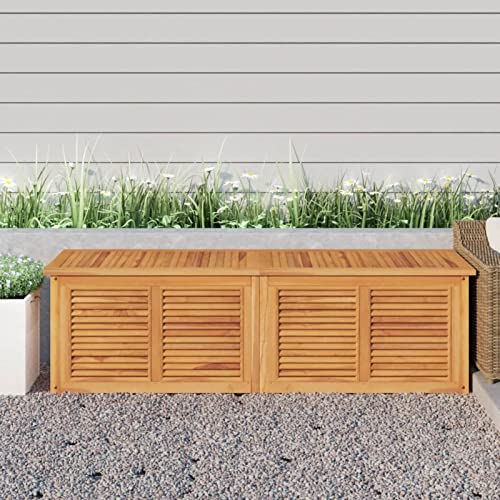 Homgoday Gartenbox mit Tasche 175 x 50 x 53 cm Massivholz Teak, Truhe für den Außenbereich, Aufbewahrungsbox für den Außenbereich