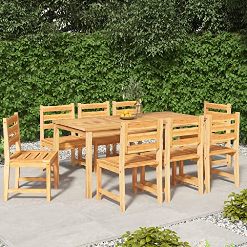 KATERYY 9-TLG. Garten-Essgruppe Massivholz Teak,Essgruppe Teakholz für Garten | Robuste Tischplatte | Wasserabweisend