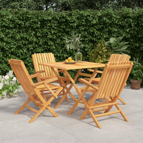 THOYTOUI 5-TLG. Garten-Essgruppe, Rattan gartenmöbel Set Gartenmöbel Set Lounge Gartenmöbel Rattan Balkonmöbel Set Geeignet für Terrasse Balkon Veranda Garten Massivholz Teak