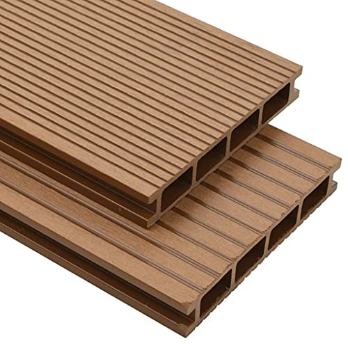 DCRAF Home Products-WPC Hohle Terrassendielen mit Zubehör, 20 m, 2,2 m, Teakholz