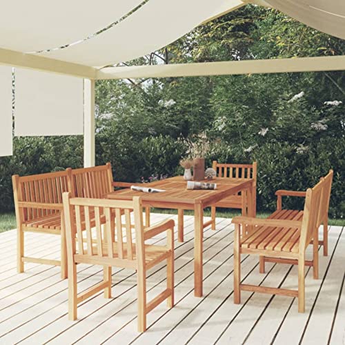 Homgoday Gartenmöbel-Set, 5-teilig, Massivholz, Teakholz, Stuhl, Sessel, Tisch, Küche, Outdoor, Terrasse, Balkon, Möbel, Typ 71, Gartenmöbel