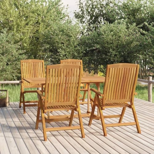 Homgoday Gartenmöbel, Esstisch für den Garten, 5-teilig, aus massivem Teakholz, Gartenmöbel, Tisch und Stühle für den Außenbereich, Gartenmöbel-Set, Gartenmöbel-Set, Modell 3154917