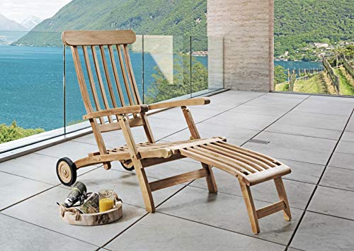 Destiny Deckchair DEL MAR Gartenliege mit Rollen, Teakholz