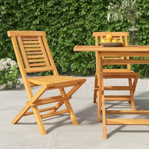 ZEYUAN Gartenstühle 2 STK. Klappbar, Balkonstuhl, Terrassenstühle, Gartensessel, Garten Stühle, Gartenmöbel, Balkon Stühle, Sessel Outdoor, 47x63x90 cm Massivholz Teak