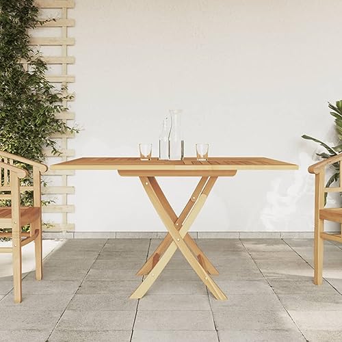 LAJUQNQ Klappbarer Gartentisch 120x120x75 cm Massivholz Teak, Esstisch für draußen, Gartentisch, Bistro-Terrassen-Gartentisch-362616 Substitutability