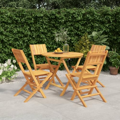 WEMYUFURN 5-TLG. Garten-Essgruppe Massivholz Teak, Outdoor-Sitzgruppe, Terrassen-Lounge-Set, Garten-Couchgarnitur - Wetterbeständig, Komfortabel - für Terrasse, Garten und Balkon