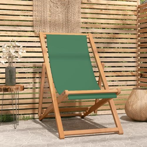 Xichuzi Strandstuhl Klappbar Massivholz Teak Grün, Camping-Stühle, Strandsessel, Strandliege, Angelstühle, Beach Chair, Gartenstuhl - 47416