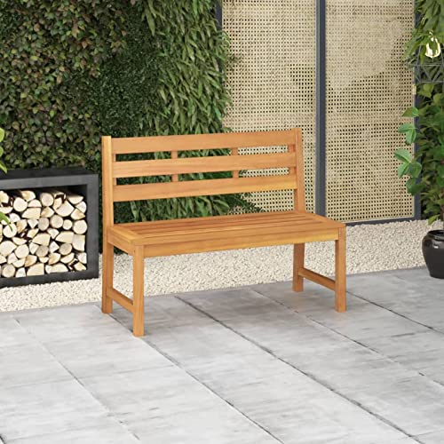 Gecheer Gartenbank Sitzbank Holzbank Gartenmöbel 114 x 59 x 90 cm (B x T x H) Balkonbank Bank Parkbank Terrassenbank Außenbank Fein geschliffenes Teakholz mit Lack auf Wasserbasis