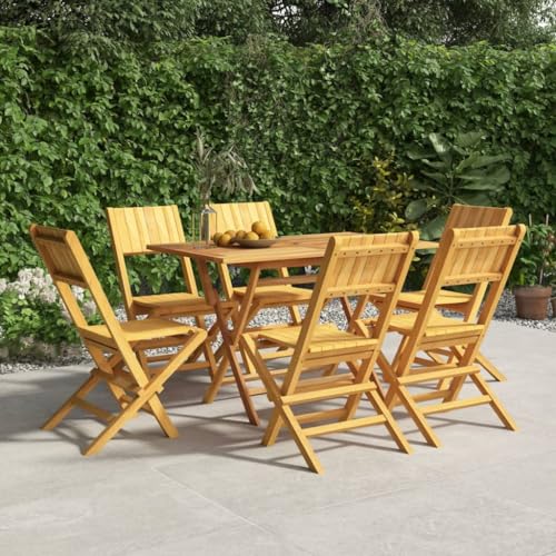 XGWKCNV Gartenmöbel Klappstühle Gartenstühle 6 Stück 47x61x90cm Massivholz Teak Outdoor Sitzgelegenheit