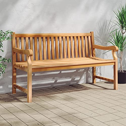 BaraSh Gartenbank 150 cm Massivholz Teak Holzbank Garten Wetterfest Outdoor Bank Wetterfest