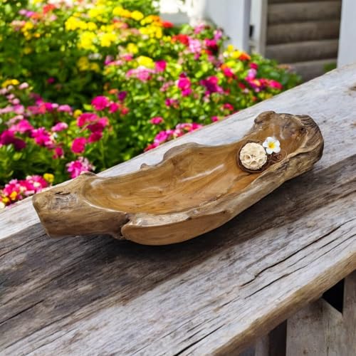 Kinaree Deko Schale Wurzelholz - Schale Teak Massivholz - 55-65cm Obst Schale