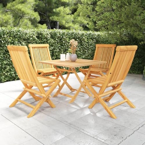 THOYTOUI 5-TLG. Garten-Essgruppe, Lounge möbel Outdoor Gartenmöbel Set Rattan gartenmöbel Set Gartenmöbel Set Lounge Geeignet für Veranda Balkon Garten Terrasse Massivholz Teak