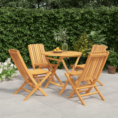 WEMYUFURN 5-TLG. Garten-Essgruppe Massivholz Teak, Outdoor-Sitzgruppe, Terrassen-Lounge-Set, Garten-Couchgarnitur - Wetterbeständig, Komfortabel - für Terrasse, Garten und Balkon