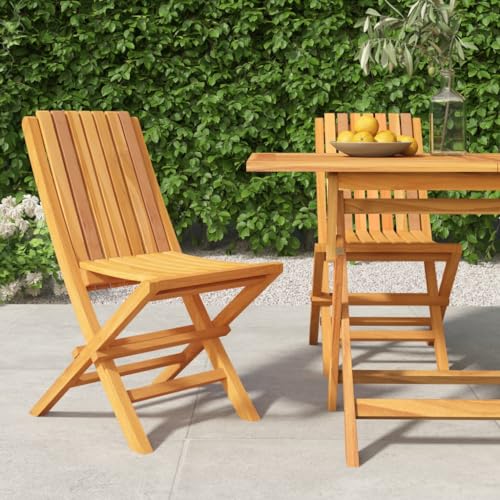 UTSRABFA Gartenstühle Terrassenstuhl Lobby-Stuhl Freizeitstühle Gartenstühle 2 STK. Klappbar 47x47x89 cm Massivholz Teak Geeignet für Außenbereich, Garten, Gästezimmer, Rasen