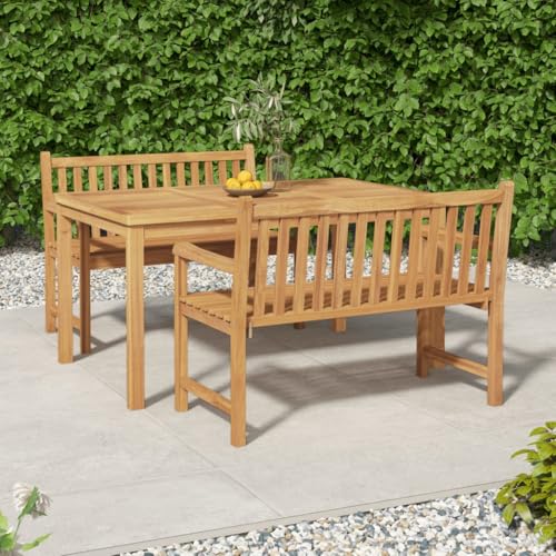 THOYTOUI 3-TLG. Garten-Essgruppe, Lounge Set Outdoor Gartenmöbel Set Lounge Möbelsets Balkonmöbel Set Geeignet für Veranda Terrasse Garten Balkon Massivholz Teak