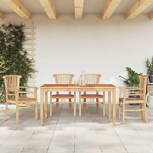 Homgoday Gartenmöbel-Set, 5-teilig, Massivholz, Teakholz, Stuhl, Sessel, Tisch, Küche, Outdoor, Terrasse, Balkon, Möbel, Typ 7, Gartenmöbel