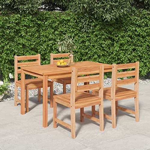 Homgoday Gartenmöbel-Set, 5-teilig, Massivholz, Teakholz, Stuhl, Sessel, Tisch, Küche, Outdoor, Terrasse, Balkon, Möbel, Typ 63, Gartenmöbel