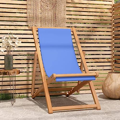 QJBSAVVA Liegestuhl, loungesessel Sessel gartenstühle esszimmerstühle Geeignet für Schlafzimmer Garten Terrasse Living Room Teak 56×105×96 cm Blau