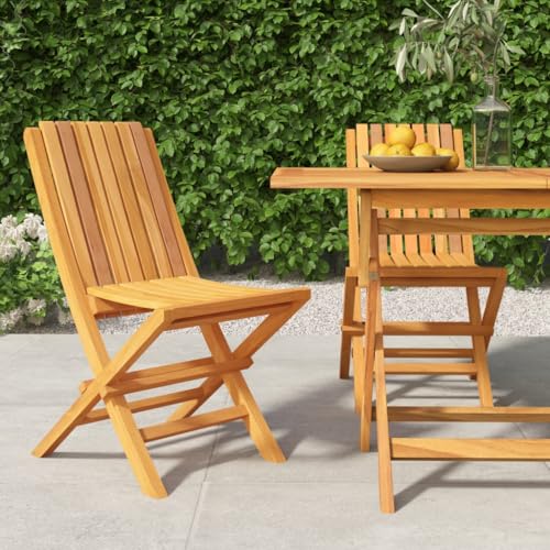 LLEZKBR Outdoor Sitzgelegenheit-Outdoor-Stühle klappbar Gartenstühle 2 Stück 47x47x89cm Massivholz Teak