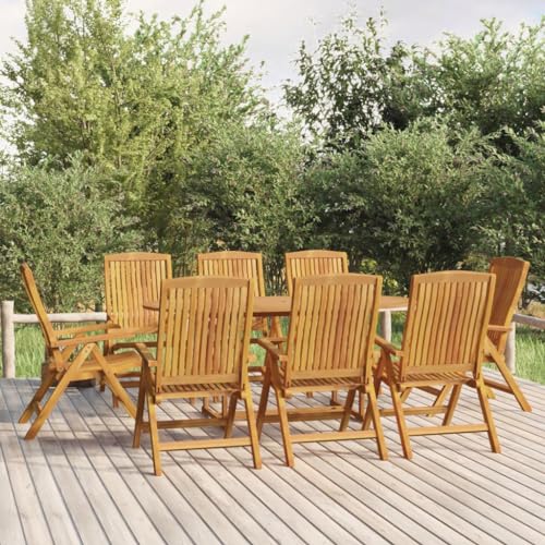 Homgoday Gartenmöbel-Set, 9-teilig, aus massivem Teakholz, Gartenmöbel, Tisch und Stühle für den Außenbereich, Gartenmöbel-Set, Gartenmöbel-Set, Modell 3154920