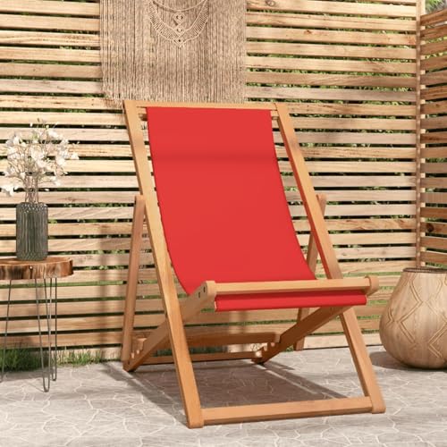 ShGaxin Strandstuhl Klappbar Massivholz Teak Rot, Camping-Stühle, Strandsessel, Strandliege, Angelstühle, Beach Chair, Gartenstuhl - 47417