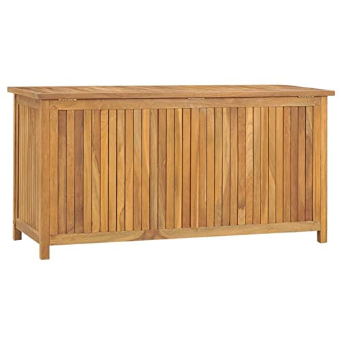 CIADAZ Gartenbox, Aufbewahrungsbox, Auflagenbox, Kissenbox, Outdoor Schrank, Box Für Gartenauflagen, Balkon Box, 114x50x58 cm Massivholz Teak