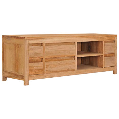 CIADAZ TV-Schrank 120×30×40 cm Massivholz Teak, TV Lowboard, Fernsehschrank, Fernsehtisch, Fernseher Schrank, TV Sideboard, TV Board, TV Cabinet, TV Bank, TV Kommode - 288899