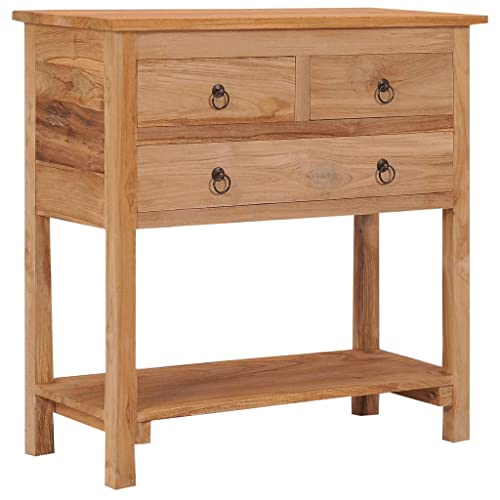 Homgoday Sideboard 78 x 35 x 80 cm aus massivem Teakholz, Nachttische für Schlafzimmer, Nachttisch, Nachttisch, Anrichte für Schlafzimmer, Bodenschrank