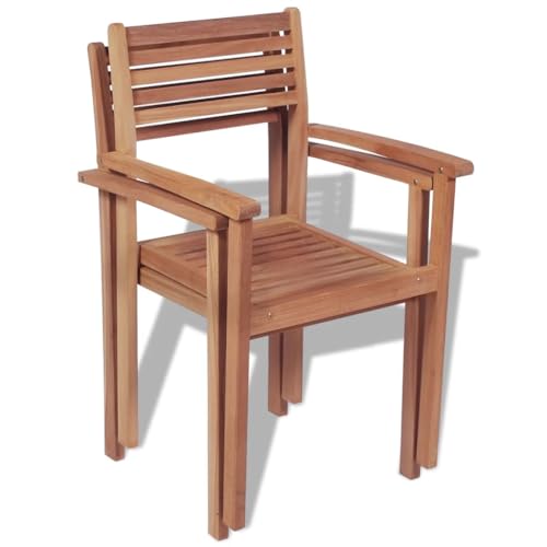 HETFTJN Dining Chairs Gartensessel Outdoor Campingstühle Esszimmerstuhl - Stapelbare Gartenstühle 2 STK. Massivholz Teak für Garden Balcony Outdoor Terrassen