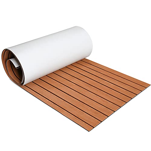 Izrielar Eva Teak Bodenbelag Matte, Deck Marine Bodenbelag Matte, wasserdicht Selbstklebend Bootsbodenmatte, rutschfest Matte für Boote Yacht Marine Bodenbelag, 240 x 60 cm, Braune