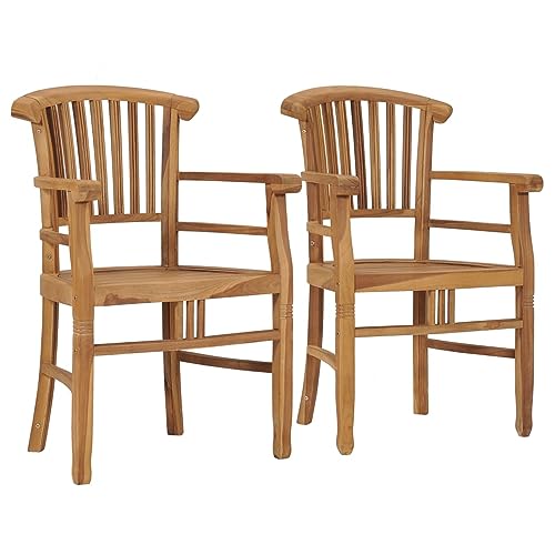 Iiaky Gartenstühle 2 STK. Massivholz Teak Hochlehner Gartenstuhl Patio Dining Chairs