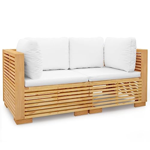 HETFTJN Gartenmöbel Lounge Set Terassenmöbel Außen Campingtisch Mit Stühlen Gartenlounge - Garten-Ecksofas mit Kissen 2 STK. Massivholz Teak für Terrasse Garten Restaurant Balkon