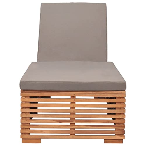 Sonnenliege mit Dunkelgrauem Kissen Teak Massivholz,316038