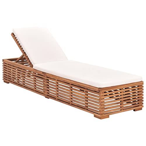 Willood Sonnenliege mit Creme Kissen Teak Massivholz