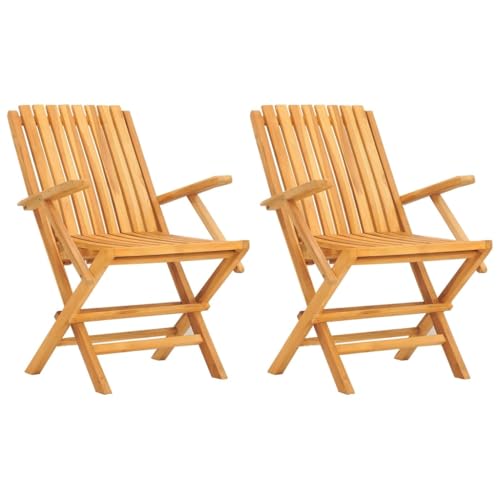 HETFTJN Terrassenstühle Gartenstühle Set Einfacher Strandstuhl Anglerstuhl - Gartenstühle 2 STK. Klappbar 61x67x90 cm Massivholz Teak für Terrassen Garden Outdoor Balcony