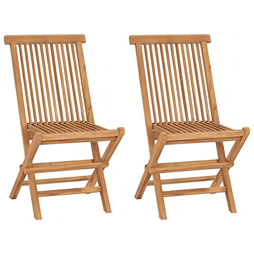 LAPOOH Klappbare Gartenstühle 2 STK Hochlehner, Campingstühle, Lehnstühle, Wetterfest Stuhl, Garden Chair, Massivholz Teak