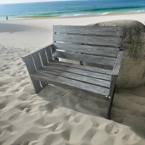 Strandgut 2-Sitzer Bank Teakholz grau Finish, ca. 120x70x95 cm