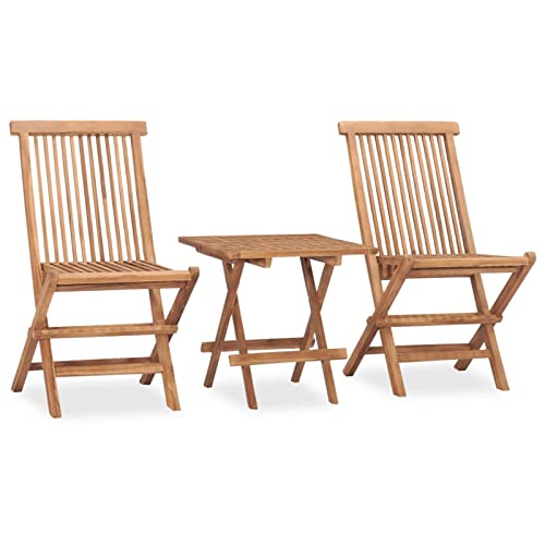 Juroupi 3-TLG. Garten-Essgruppe Garden Furniture GartenmöBel Set Gartentisch Mit StüHlen Essgruppe Outdoor Klappbar Massivholz Teak - 315455