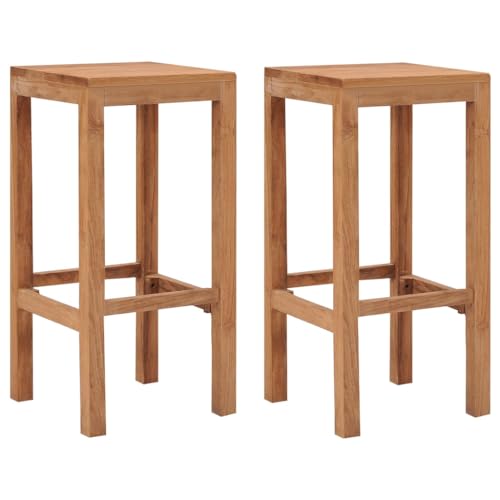 KLYEON Barhocker 2 STK. Massivholz Teak,Rustikale Barhocker aus massivem Teakholz Set mit 2 Barstühlen für EIN gemütliches Zuhause Barhocker, Möbel