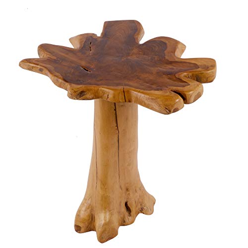 Riess Ambiente Massiver Baumstamm Couchtisch Root 60cm Teakholz Beistelltisch mit Jahresringen Wohnzimmertisch