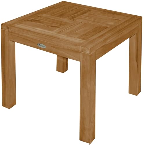 Teako Design Beistelltisch Modena Teak Massivholz, Teaktisch für den Garten, Wetterbeständig, FLEGT-Lizenziertes Teakholz, für ganzjährigen Einsatz im Freien, Größe: 50cm, Farbe: Natur