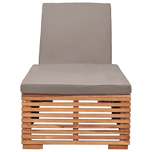 HETFTJN Relaxsessel Garten Strandkorb Balkonmöbel Balkon Sessel - Sonnenliege mit Dunkelgrauem Kissen Teak Massivholz für Balkon Outdoor Camping Garten