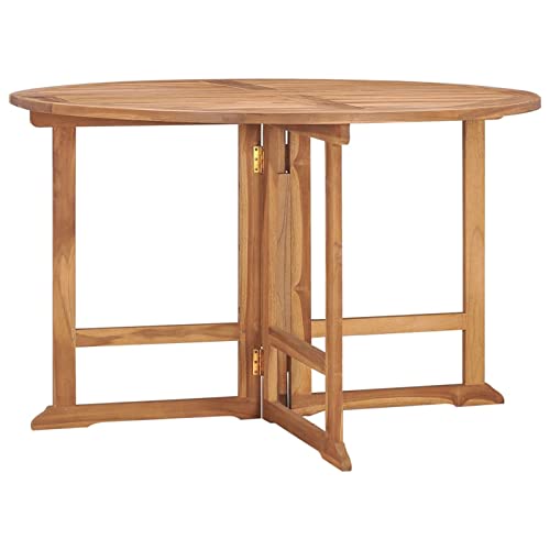 ShGaxin Garten-Esstisch Klappbar, Tisch Balkon, Gartentisch, Balkontisch, Klapptisch, Küchentisch, Garden Table, Terrassentisch, Ø110x75 cm Massivholz Teak