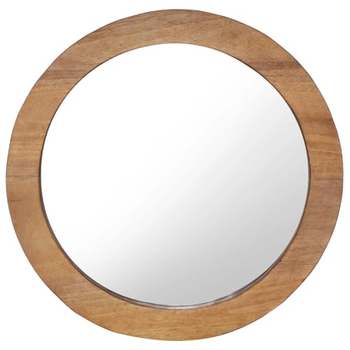 JUDYY Wandspiegel 60 cm Teak Rund, Wall Mirror, Spiegel Schlafzimmer, Garderobenspiegel, Spiegel Schmal, Badspiegel, Kosmetikspiegel, Dekorative Spiegel - 288806