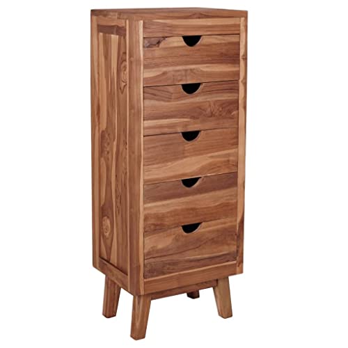 Sideboard, Garderobe set Wohnwand Modern Waschbeckenunterschrank mit Füßen Kommode mit Schubladen Geeignet für Schlafzimmer Badezimmer Balkon Wohnzimmer mit 5 Schubladen 40x30x100 cm Massivholz Teak