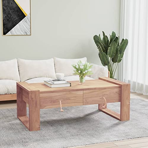 HETFTJN Couchtisch, Wohnwand Kleiner Tisch Konsolentisch Couchbar Geeignet für Salon Badezimmer Wohnzimmer Jugendzimmer 110×60×40 cm Teak Massivholz